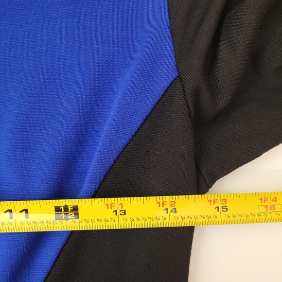 Colorblock Sheath Dress L Black/Royal Blue 3/4 Sleeve Back Zip HOMEYEE - Picture 4 of 7